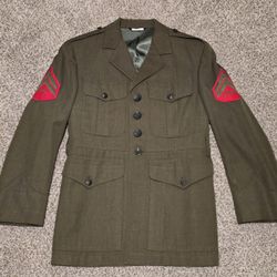 1980s Marine Corps USMC Green Service Alpha Dress Uniform Jacket Size 39 XS