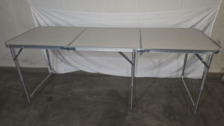 6ft Portable Folding Camping Table with White Aluminum Alloy