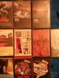 13 Cassettes,2 DIO,2. G- N-R,2 JUDAS PRIEST,1 GBH,1 OZZY 1 MOLLY HATCHET,1 STEELY DAN  GREATEST HITS,ZZ TOP,RUSH EXIT STAGE LEFT AND VAN HALEN FAIR WA
