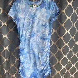 Pink blue tie dye adjustable length body con dress medium woman 