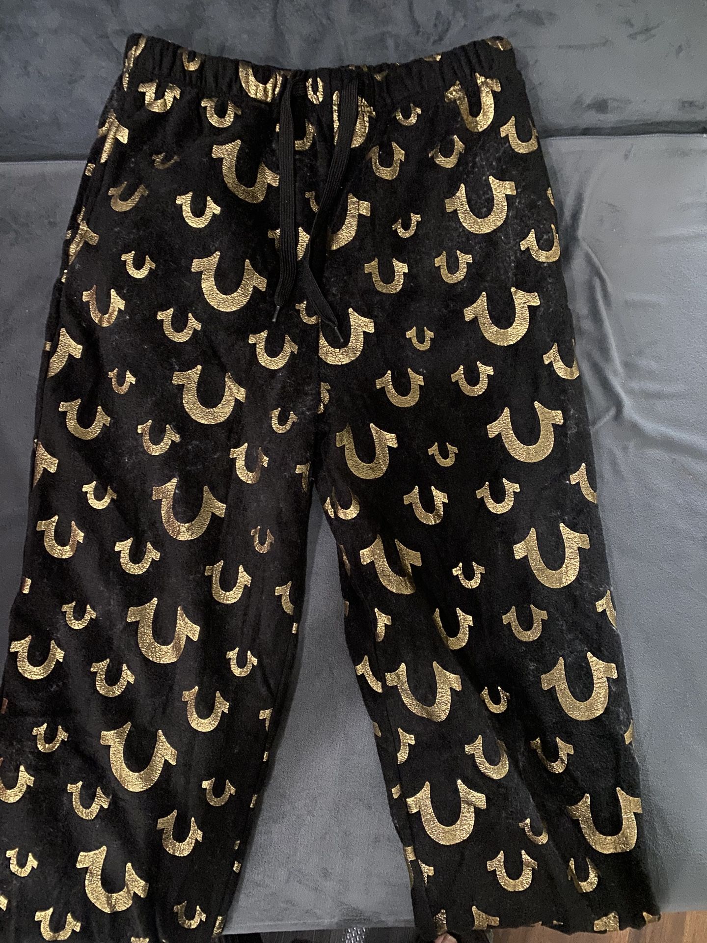 True Religion Black And Gold Joggers