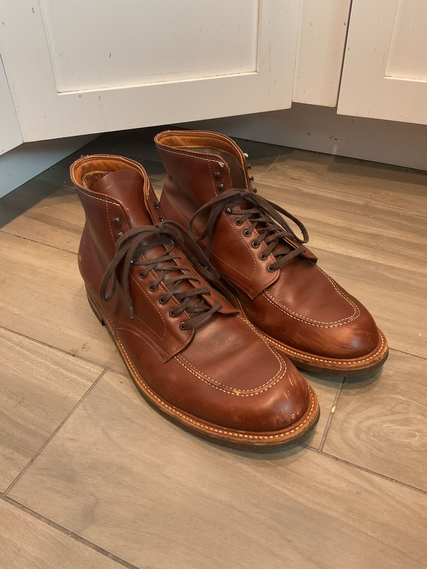 Alden Foot Balance Vintage Mocc Toe Brown Leather Men’s Work Boots sz 12EE
