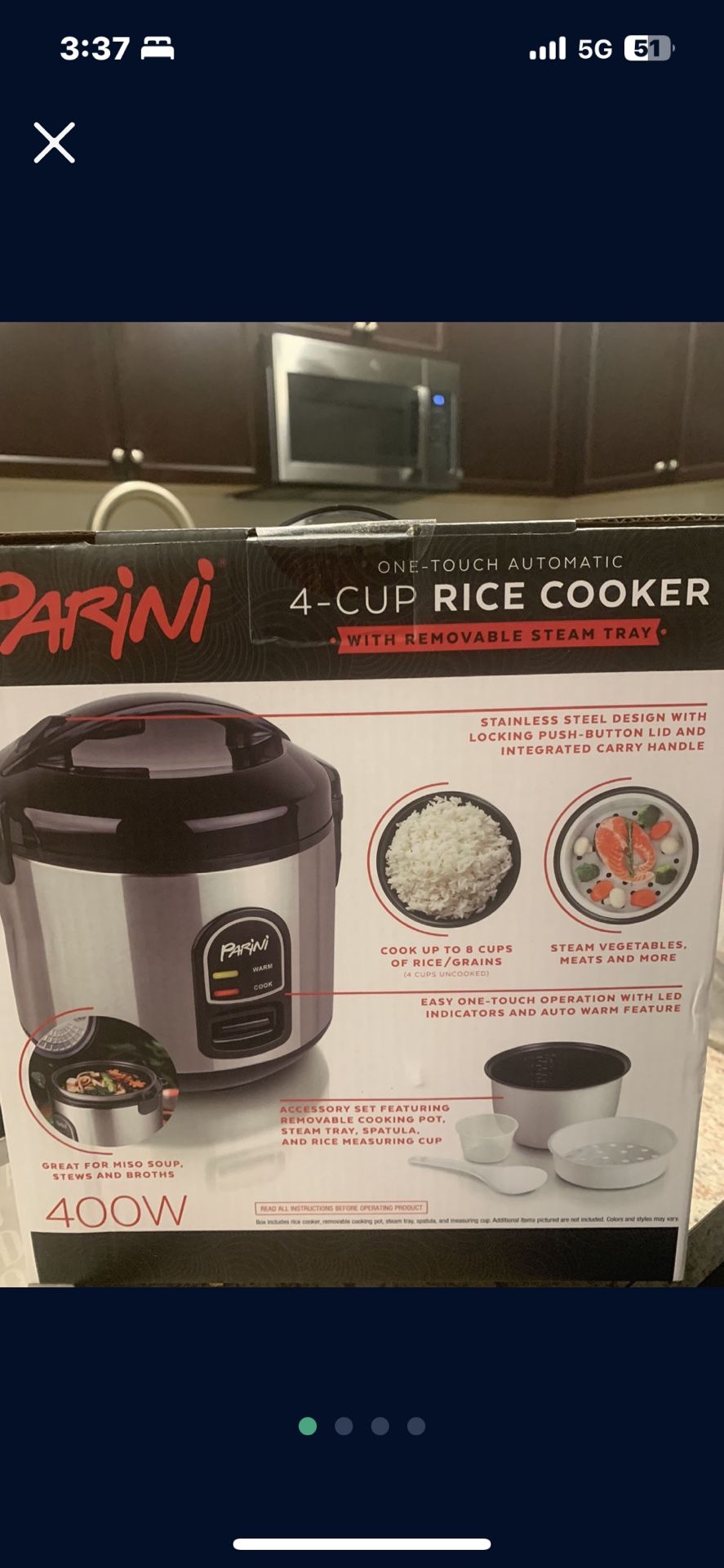 Parini Cookware Rice Cooker New Parini 4-Cup Rice Cooker with Steam Tray – Stainless Steel ...