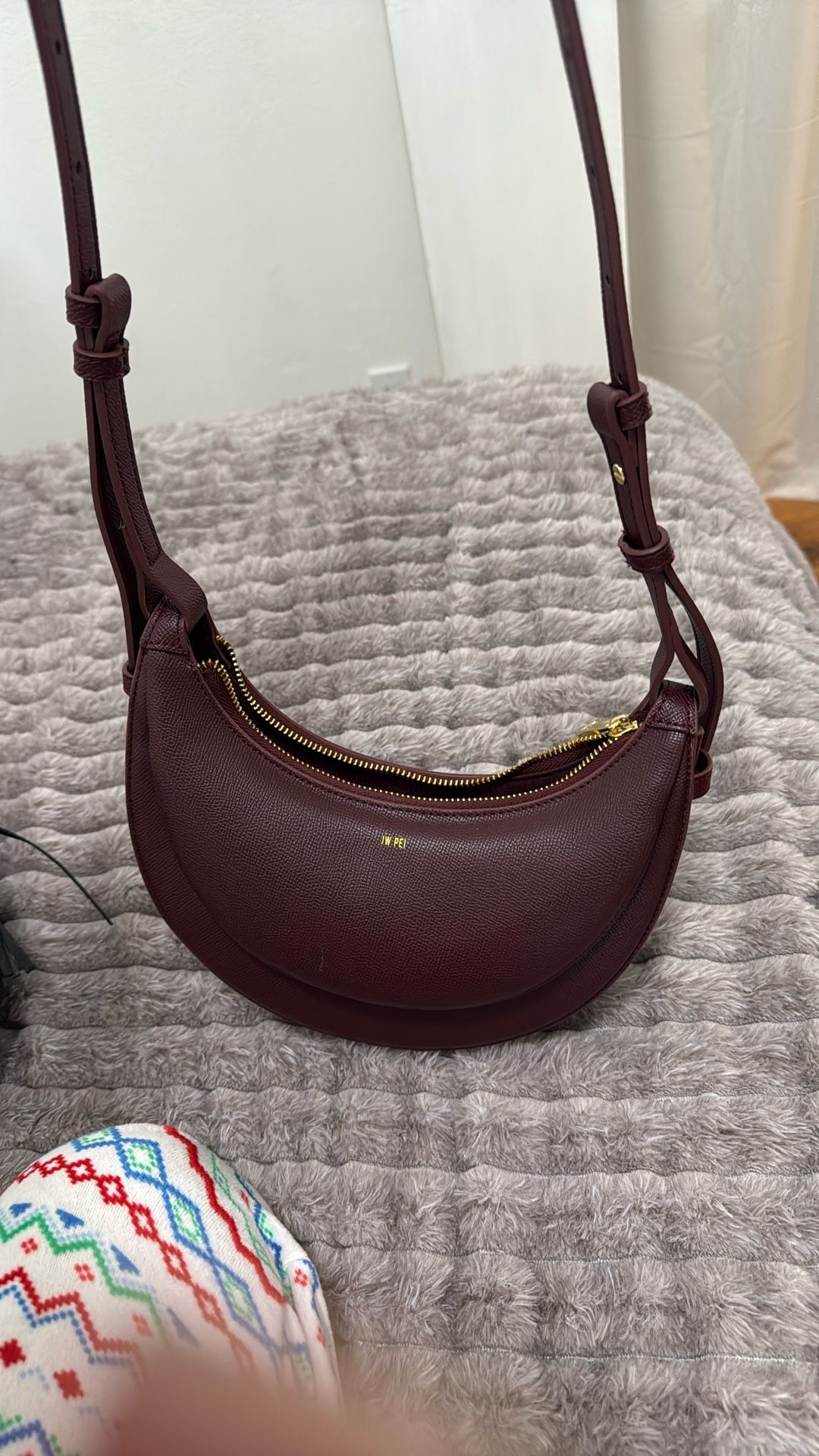 Leather Shoulder Bag Burgundy
