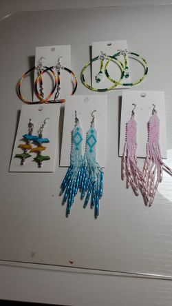 Handmade Beaded Earrings Set of 5 Pairs