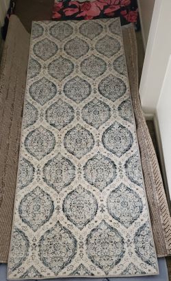 Medallion Runner Rug Cream and Blue