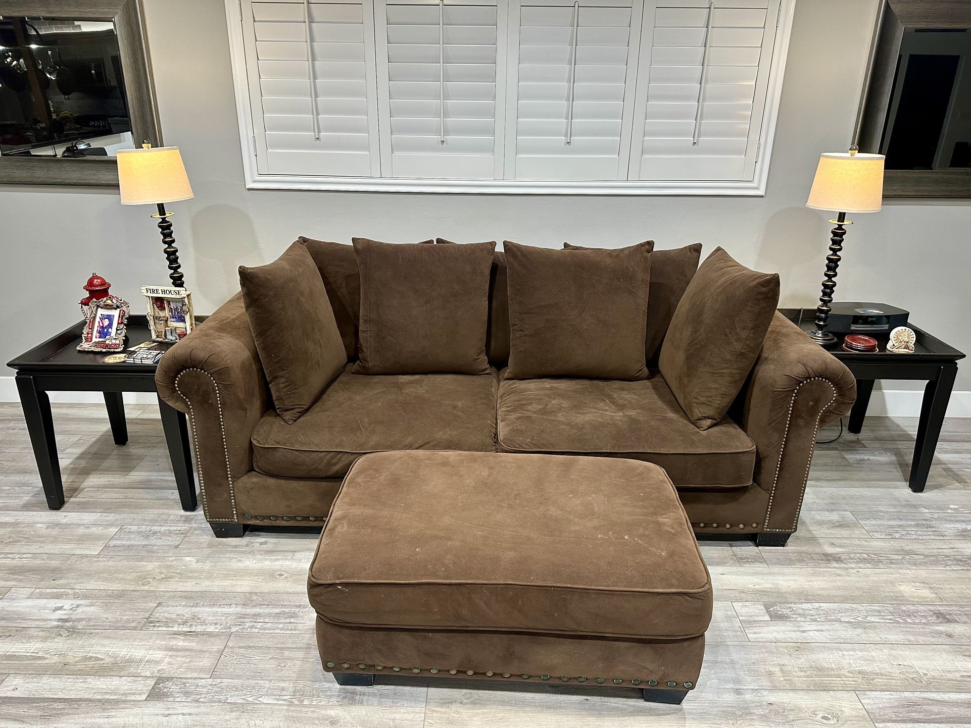Brown Couch With Ottoman