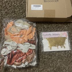 Bag Of Ballons And Gold Butterfly Stickers