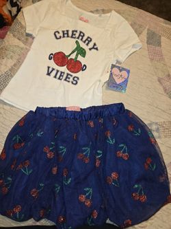 LIL GIRLS BRAND NEW CHERRY OUTFIT NO FLAWS PERFECT WITH TAGS SIZE 6 SEE ALL PICS