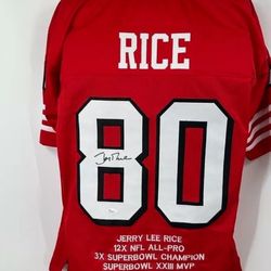 Jerry Rice San Francisco 49ers Signed Autograph Jersey STATS JSA Certified