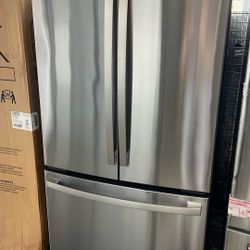 NEW OPEN BOX GE COUNTER DEPTH FRENCH STYLE STAINLESS STEEL REFRIGERATOR 