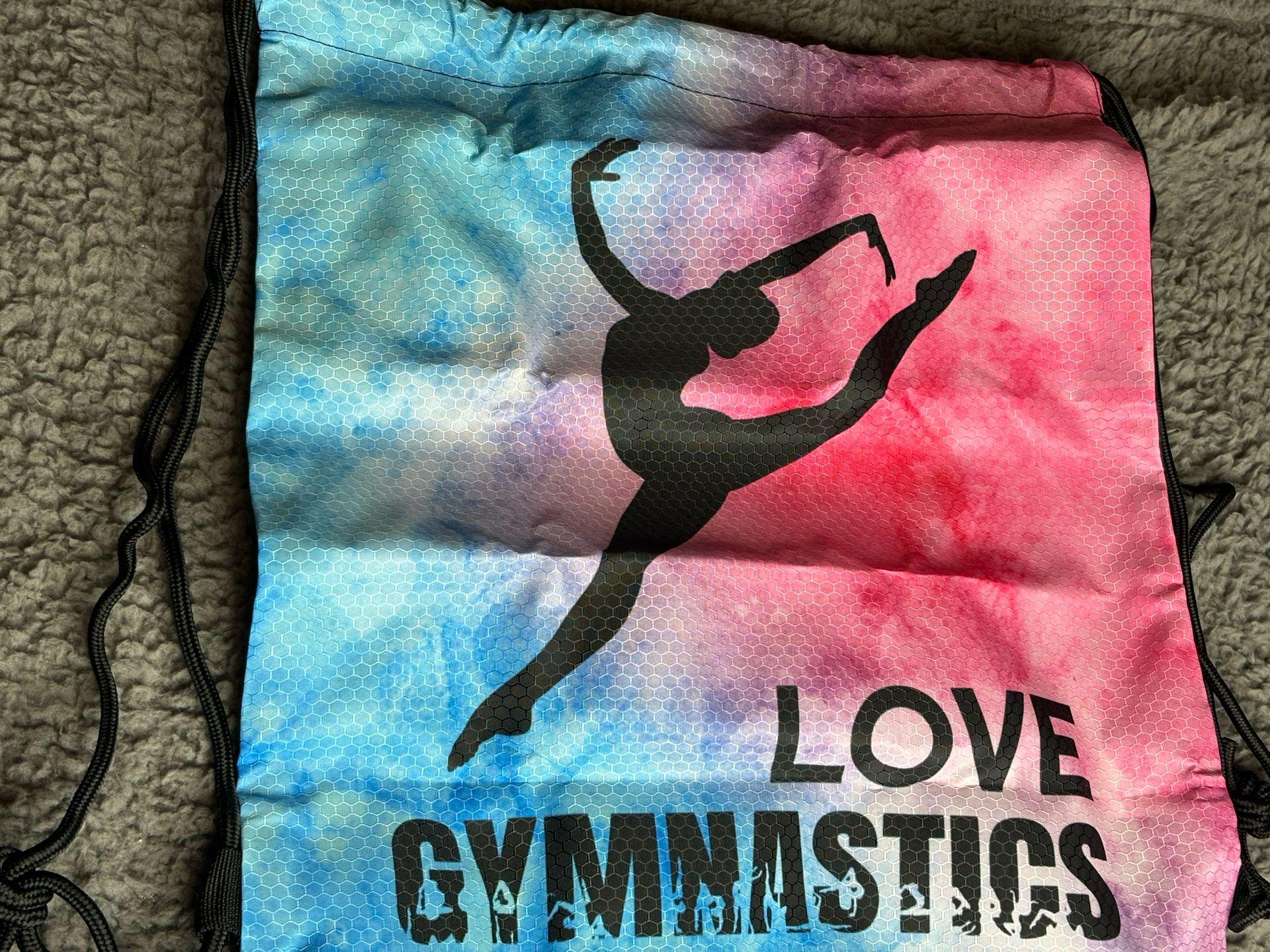 love gymnastics tie-dye design drawstring bag  