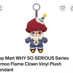 Pop Mart WHY SO SERIOUS Series Dimoo Flame Clown Vinyl Plush Pendant