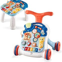Baby Walker Sit-to-Stand Learning Walker Baby Walker Kids Activity Center, Entertainment Table Lights & Sounds, Music, Phone, Steering Wheel