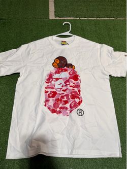 Bape Baby Milo Camo Ape Head Tee – White/Pink – Sizes M & L