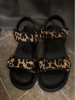 Leopard print coach sandals