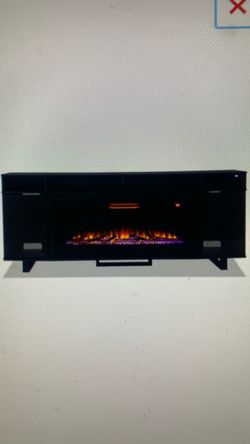 Black Electric Fireplace TV Stand with Bluetooth Speakers 72”
