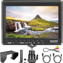 Neewer F100 7inch Camera Field Monitor HD Video Assist IPS 1280x800 HDMI Input 1080p with Sunshade and Ball Head for DSLR Cameras, Handheld Stabilizer