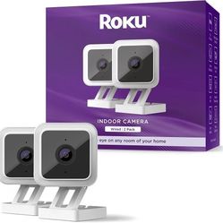 Roku Indoor Camera for Home Security, 2-Pack - Wired Security Camera with 1080p HD Color