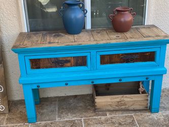 Rustic southwest entry table with drawers