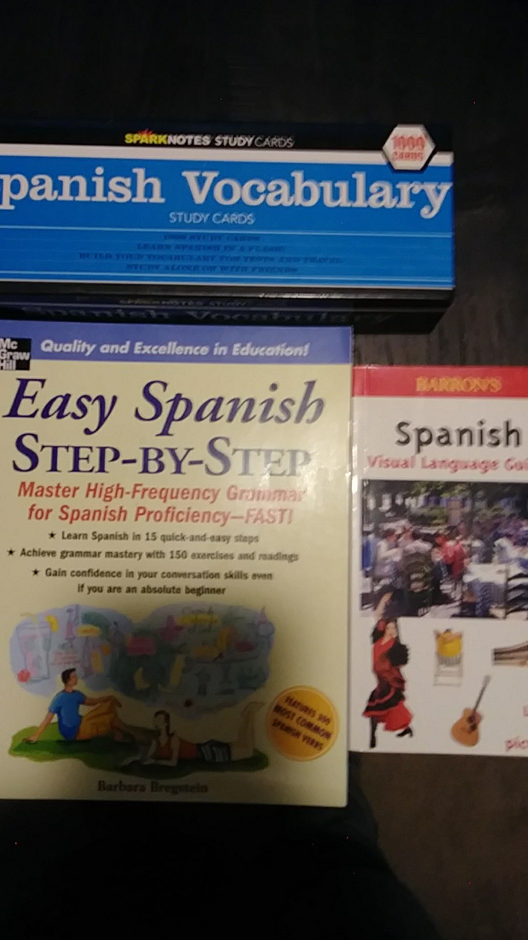 Spanish books and vocab cards