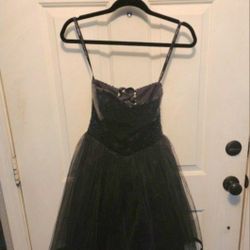 Lace Up Back Black Sequined And Tool Cocktail Dress Size 5/6