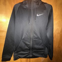Nike Hoodie Mens Medium BlackSwoosh Therma Fit Hooded Sweatshirt Pockets
