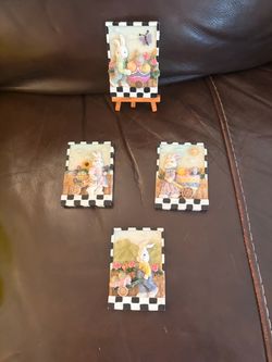 Rabbit/Bunny Ceramic Plaques come with standing easels