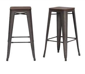 Finwick Matte Gunmetal Gray Backless Bar Stools