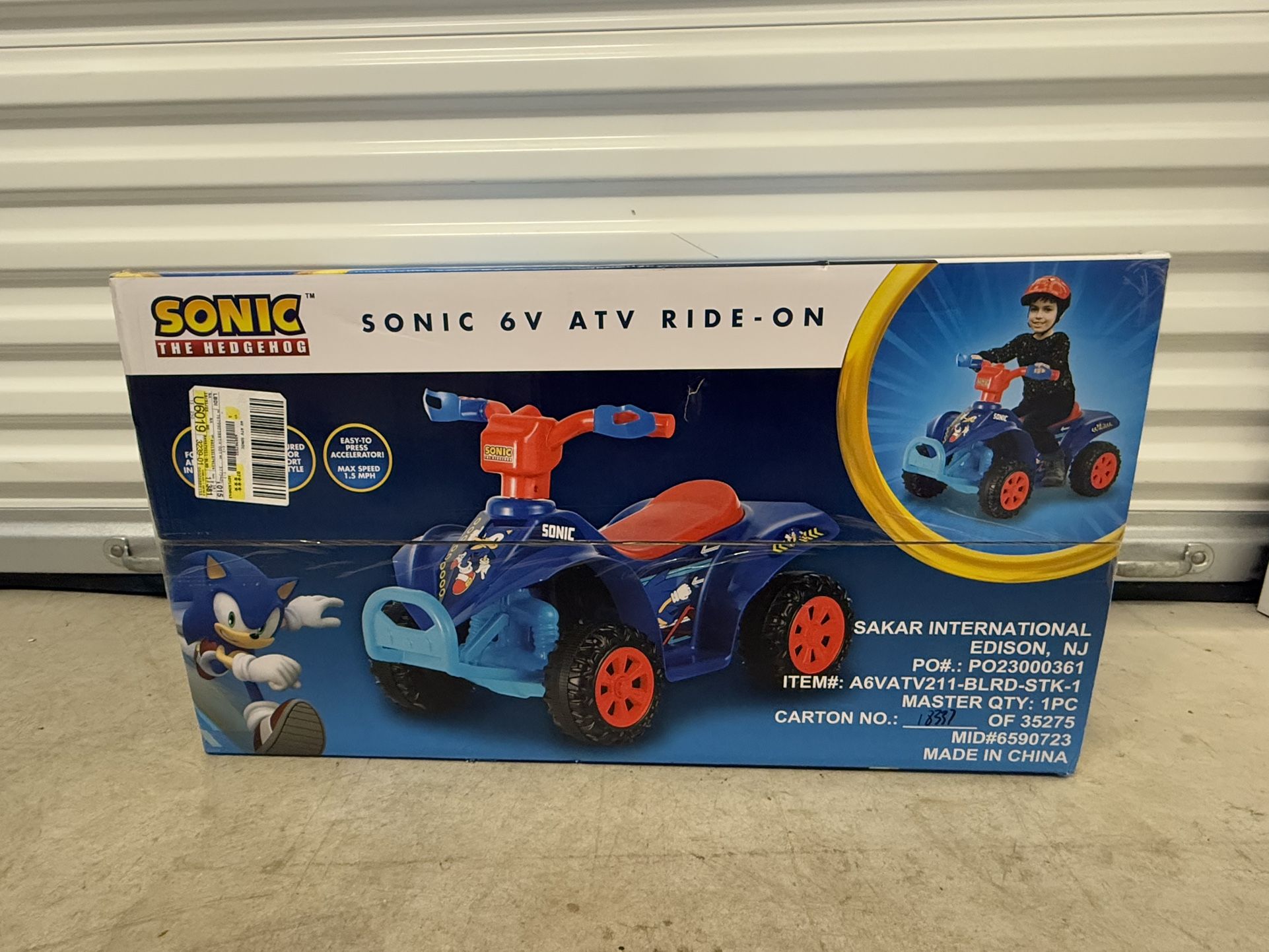 Licensed Sonic The Hedgehog 6V Battery Powered Ride on ATV for Kids Ages 2-5 Years Old, Blue