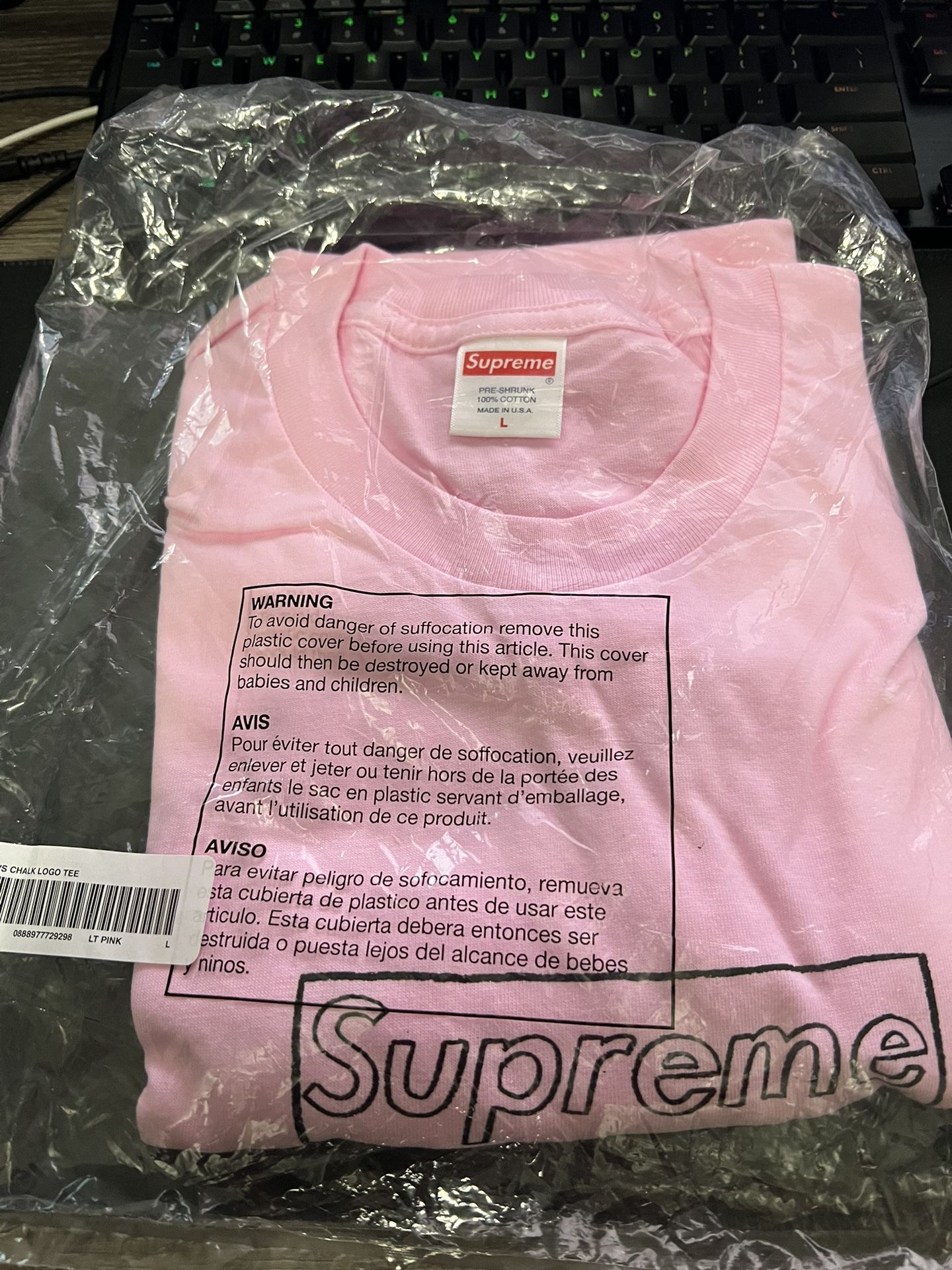Supreme | KAWS Chalk Logo Tee | Light Pink - Large