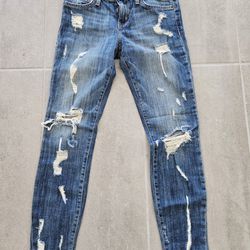 CURRENT/ELLIOTT The Stiletto Skinny Ankle Jeans Destroy 1280 Size 26
