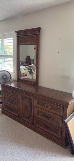Vintage Mediterranean or Tuscan -style long dresser with mirror