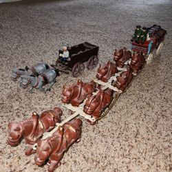 Vintage Cast Iron Horse Drawn Wagons