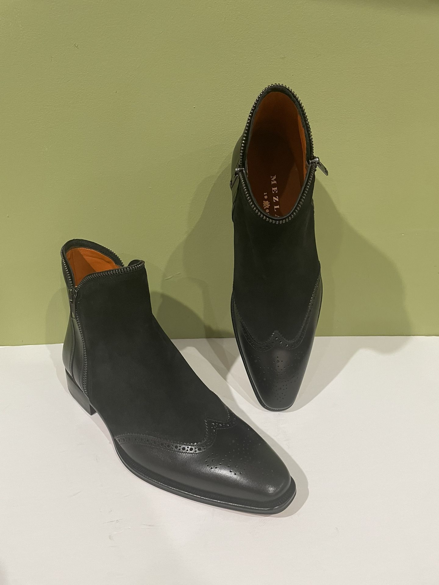 Mezlan Boots Black Suede Leather Calf Side Zippers  display picture 3