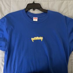 Supreme Gold Teeth Bling Blue T Shirt Size Medium 