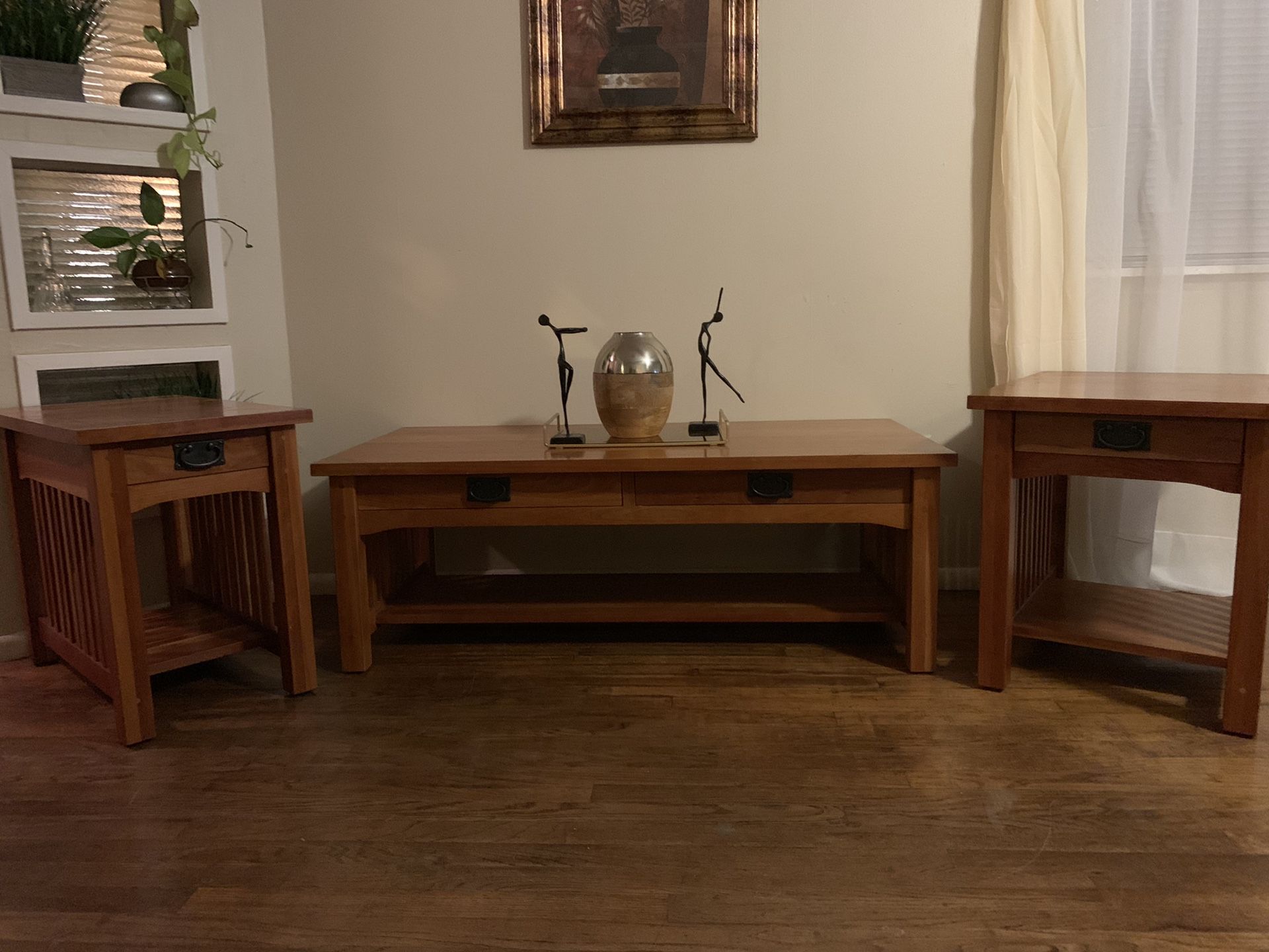 Real wood end tables set