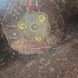 Vintage Yellow Glass Bowl Floral