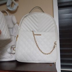White Quilted Backpack