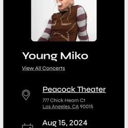 Young Miko Floor pit Tickets — 2 Tickets Together 