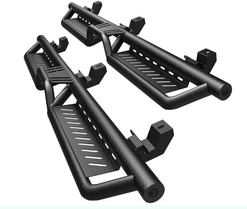 YITAMOTOR Running Boards & Side Step Compatible With 2018-2025 Jeep Wrangler JL 4 Door, Black Powder Coated Nerf Bar With Two-Stair For Roof Operation