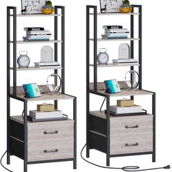 49.6" Tall Nightstand Set of 2 with Charging Station, 