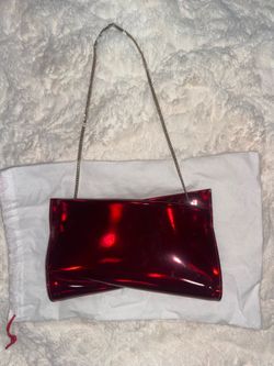 Christian Louboutin Loubitwist Red Mini Clutch Chain Strap Zip Closure