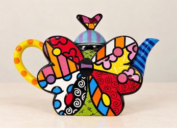 Romero Britto Butterfly Ceramic Teapot
