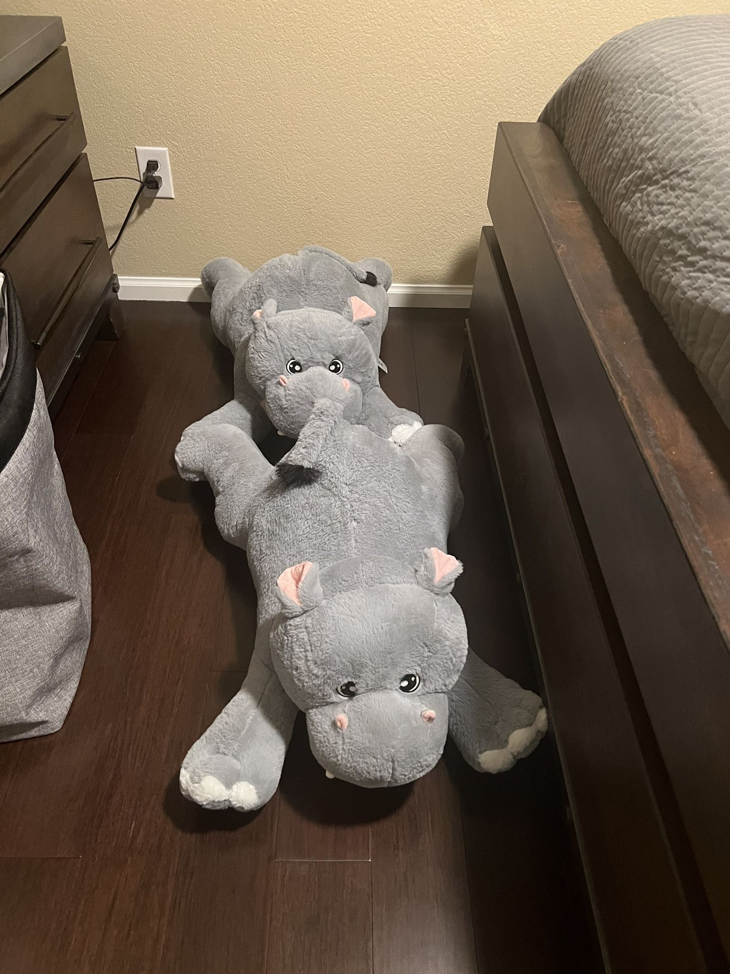 Two Hippo Stuffed Animals 