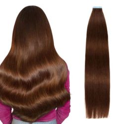 AGMITY Tape in Hair Extensions 100% Real Human Hair Chocolate Brown 16"