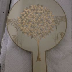 Vintage Otagiri Japan Hand Held Vanity Magnifying Mirror Tree Pattern.