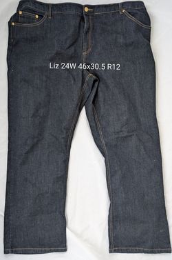 Womens Liz Claiborne New York Jackie 24W Denim Dark Blue Jeans Pants a(contact info removed)W 46x30.5 R12 