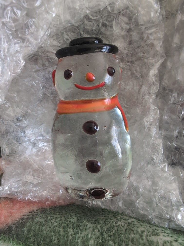 Beautiful Mint Condition Murano Glass Snowman
