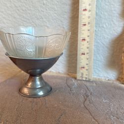 Vintage Lot Of 3 Inch Glass Dessert Cups With Metal Bases